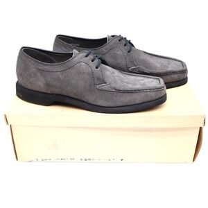 Crestline Oxford Shoes Mens 7 D Vintage Gray Suede Moc Toe Deadstock USA